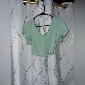 Green cropped shirt